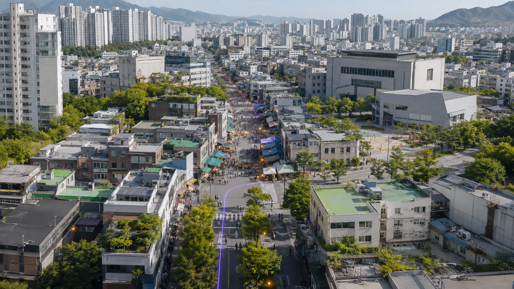 시장과 공공시설이 이어진 서울 생활권 콘셉트